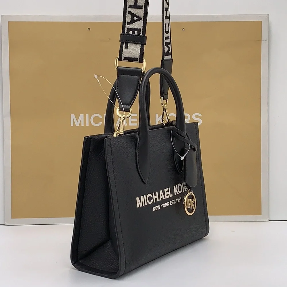 MICHAEL KORS MIRELLA SMALL SHOPPER TOP ZIP XBODY Black COLOR